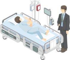paziente su il ospedale letto e medico visitatore grafico png illustrazione