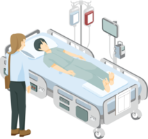 paciente em a hospital cama e médico Visitante gráfico png ilustração