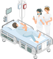 paciente en el hospital cama y médico visitante gráfico png ilustración