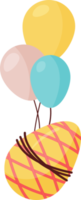 Flying Yellow Egg on Three Air Balloons. PNG