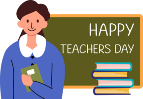 world happy teachers day. female teacher holding a notebook. teacher icon. female teacher illustration png