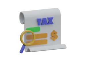 Tax financial report analytics concept 3d illustration. png