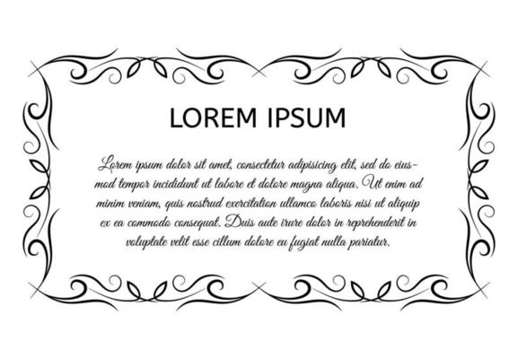 Decorative vintage horizontal frame with the place for your text in center. Vintage ornament greeting card template. Vector illustration.