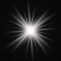 Light effect of lens flare. White glowing light explodes with starburst effects and sparkles vector
