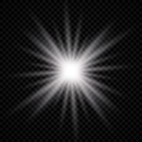 Light effect of lens flare. White glowing light explodes with starburst effects and sparkles vector