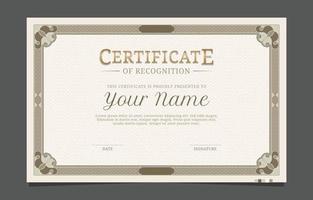 Certificate Of Recognition With Classic Style Background vector