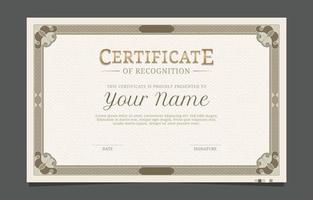 Certificate Of Recognition With Classic Style Background vector