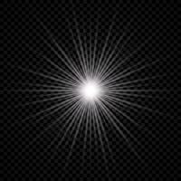 Light effect of lens flare. White glowing light explodes with starburst effects and sparkles vector