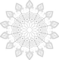 Vector drawing for coloring book. Geometric floral pattern. Contour drawing on a white background. Mandala.