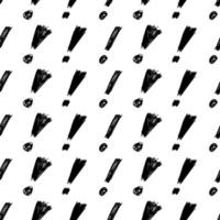 Seamless pattern with hand drawn exclamation mark symbol. Black sketch exclamation mark symbol on white background. Vector illustration