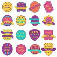 insignias y etiquetas vectoriales de venta de viernes negro. conjunto de pegatinas y pancartas de viernes negro. vector