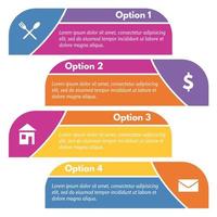 Four elements of infographic design with icons. Step by step infographic design template. Vector illustration