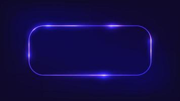 Neon rounded rectangle frame with shining effects on dark background. Empty glowing techno backdrop. Vector illustration.