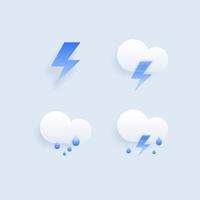 Set of different weather icons. Cloud, rain,moon, lightning,sonwflake. Vector illustration