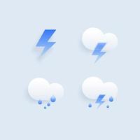 Set of different weather icons. Cloud, rain,moon, lightning,sonwflake. Vector illustration