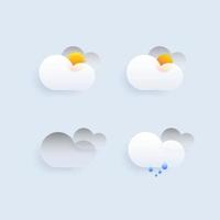 conjunto de diferente clima iconos nube, lluvia, luna, relámpago, copo de nieve. vector ilustración