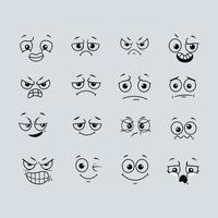 conjunto de dibujos animados personaje cara expresión vector icono