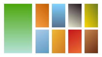 Set of nine colorful gradient backgrounds. Collection of gradients for smartphones screen and mobile apps. Vector illustration.