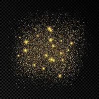 Golden glittering backdrop on a dark background. Background with gold glitter effect and empty space for your text. Vector illustration