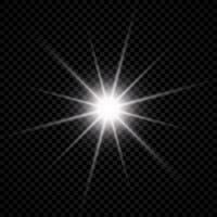 Light effect of lens flare. White glowing light explodes with starburst effects and sparkles vector