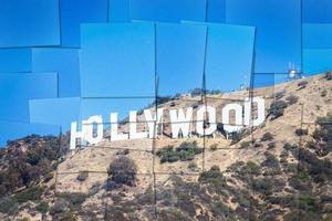 Creative picture of Hollywood sign in Los Angeles - landmark photo image.