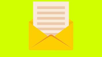 Opening Envelope with paper letter animation Green Screen. Sending and Receive Email Message Newsletter campaign. incoming outgoing email Text Message. Mail box paper reveal Dialog Conversation. video