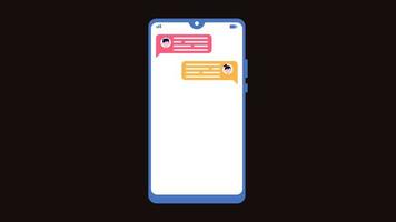 Messenger conversation animation alpha channel. Chatting in messenger send and receive message with Blank speech bubble. Online chatting dialog text conversation customer support.SMS chat social media video