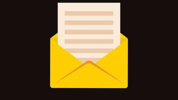 Öffnung Briefumschlag mit Papier Brief Animation Alpha Kanal. Senden und erhalten Email Botschaft Newsletter Kampagne. eingehend abgehend Email Text Botschaft. Mail Box Papier verraten Dialog Gespräch. video