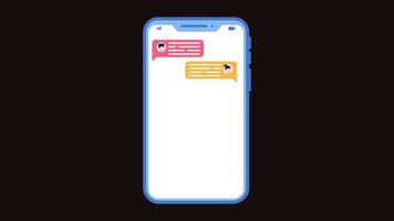 Messenger conversation animation alpha channel. Chatting in messenger send and receive message with Blank speech bubble. Online chatting dialog text conversation customer support.SMS chat social media video