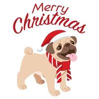 cute pug dog celebrating the christmas vector