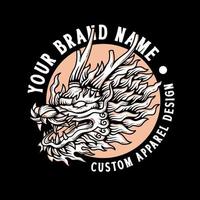 hand drawn chinese dragon head illustration vector