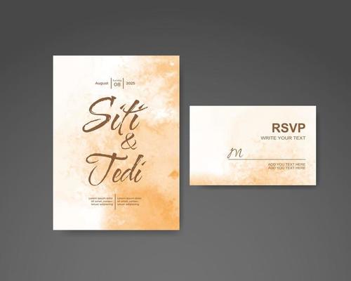 Wedding invitation with abstract watercolor background