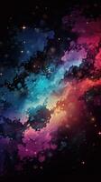 Abstract outer space endless nebula galaxy background. Large view of a colorful dark nebula in space. Cosmic background with bright shining stars, galaxies, and a deep universe. Generative ai photo