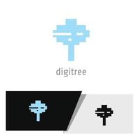 simple digital tree logo vector