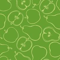 patrón sin costuras con elementos de frutas dibujadas a mano manzana pera. papel pintado vegetariano. vector