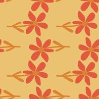 Stylized tropical simple flower seamless pattern. Decorative floral ornament endless background. vector