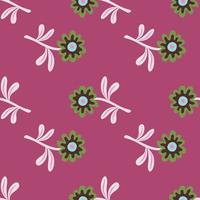 Cute flower seamless pattern in simple style. Hand drawn floral endless background. vector