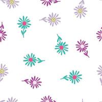 Decorative simple chamomile flower seamless pattern. Simple floral endless background. vector