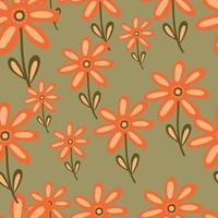 Hand drawn floral wallpaper. Cute flower seamless pattern. Naive art style. vector