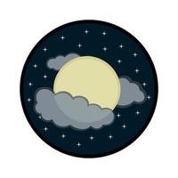 Moon icon with stars and clouds vector