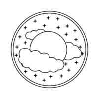 Moon linear icon with clouds vector