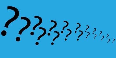 Uncertainty concept question mark symbol of different sizes forming a path on blue background vector