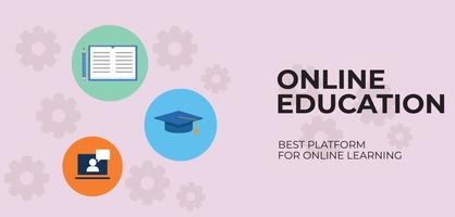 Online learning and digital courses icons connecting together and education concepts vector