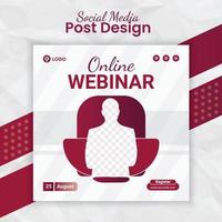 Digital marketing online business live streaming webinar and corporate conference social media post banner template for marketing agency flyer with creative layout style and business post card vector