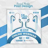 Digital marketing online business live streaming webinar and corporate conference social media post banner template for marketing agency flyer with creative layout style and business post card vector