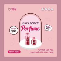 Exclusive  Perfume- social media post. Suitable for social media posts and web or internet ads. Vector illustration with Photo College.