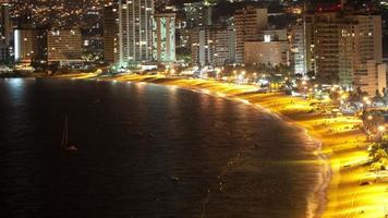 timelapse of the huge bay of hotels stretching along the coast in acapulco, mexico video