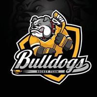 bulldog mascot ice hockey logo design vector