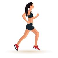 un sin rostro niña en pantalones cortos y un tanque parte superior es correr. aislado objeto en un blanco antecedentes. vector imagen