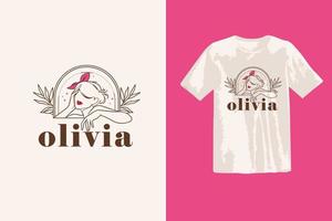 olivia Moda logo t camisa diseño vector